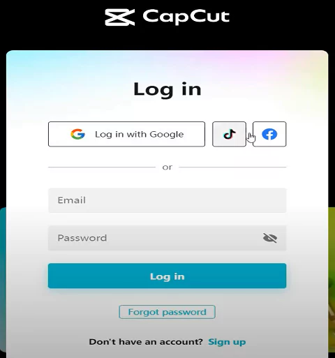 Desktop login screen