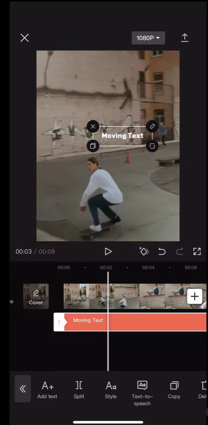 Adding text to Capcut
