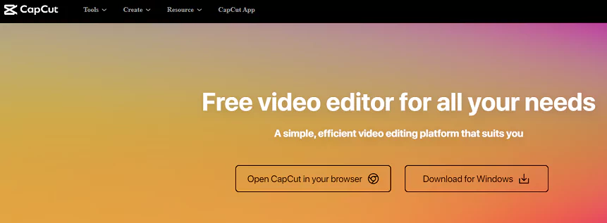 Capcut Homepage