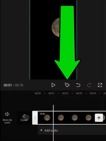 Pressing the keyframe button