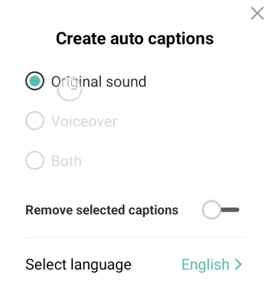 Creating auto captions on Capcut