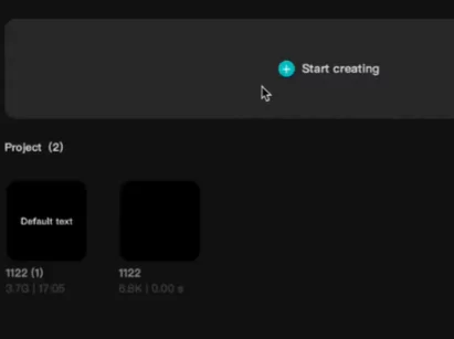 Creating project on Capcut PC
