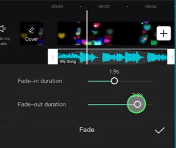 Fade in Fade out on Capcut music