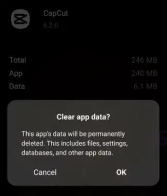 How to clear the cache on Capcut app