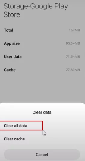 clear cache and data