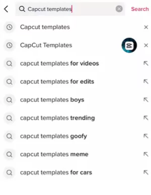 Search for Capcut Template in TikTok