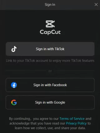 CapCut sign in