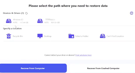 Choose the file location for scanning