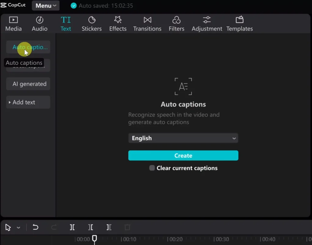 10 Essential CapCut Tips and Tricks for Creators 13 auto captions