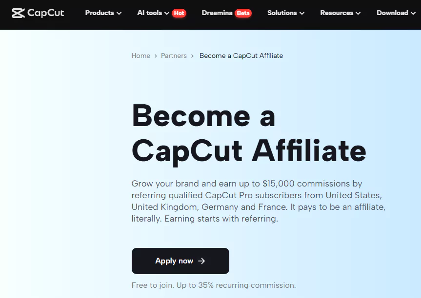 CapCut Affiliate program thumbnail