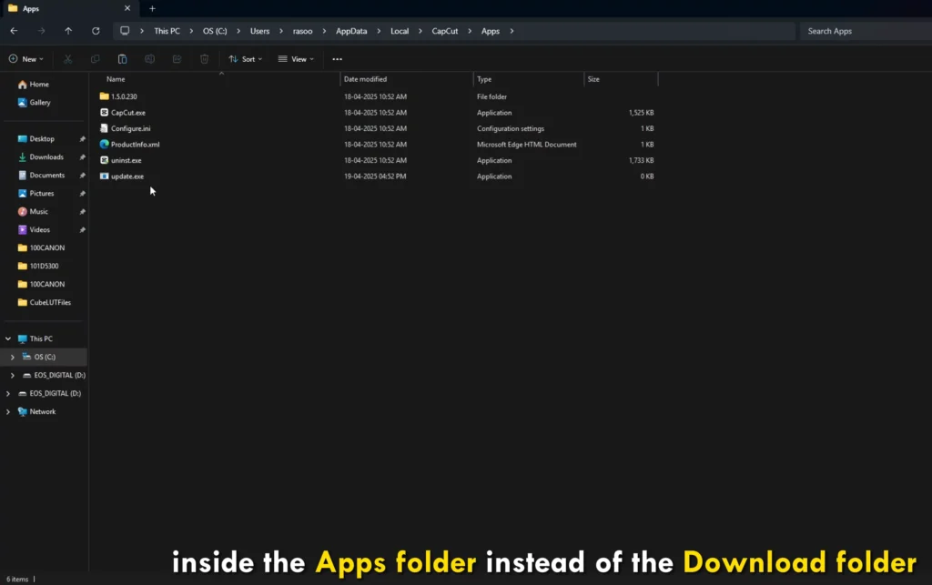 How to prevent CapCut from updating automatically? 8 create updateexe in app folder instead of download folder 681fa280f06f9