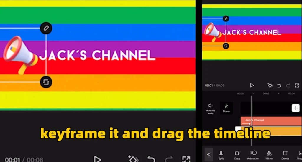 How to Create Eye-Catching YouTube Intro Videos using CapCut 8 keyframe the sticker and drag the timeline 683b5da4ad6ec