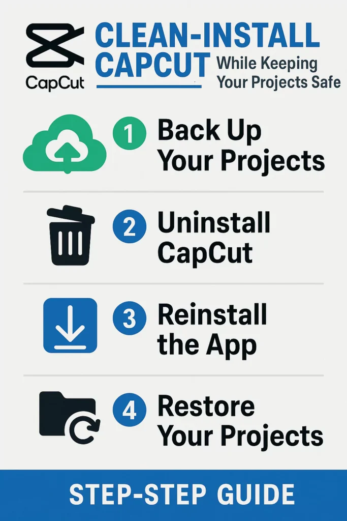 How to Clean-Install CapCut without losing your projects? 5 Step by step guide