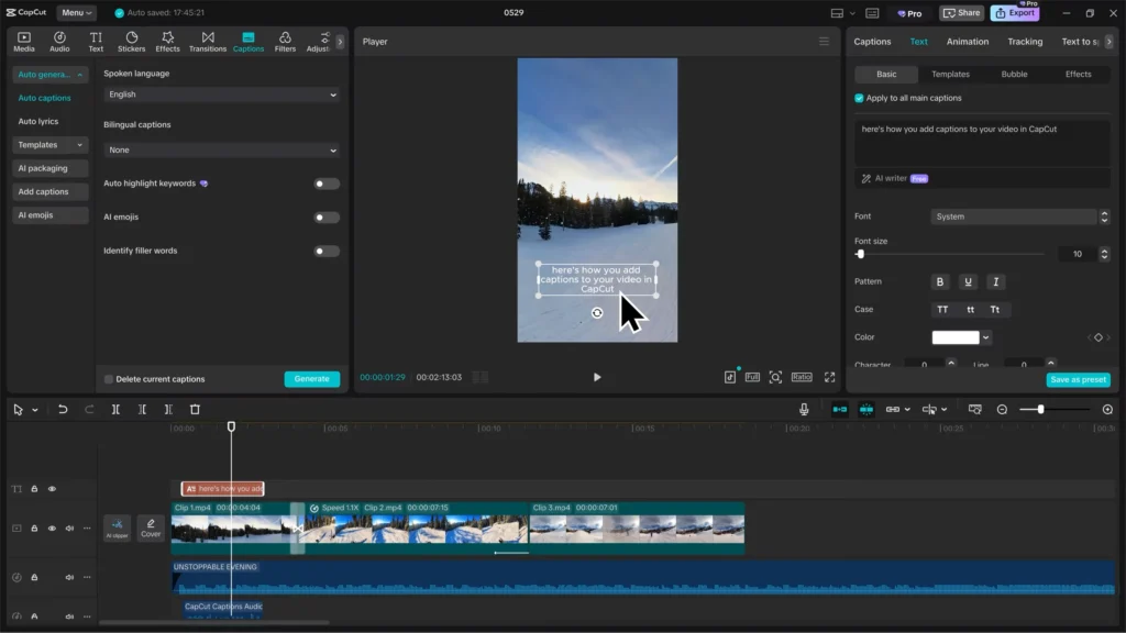 CapCut Masterclass: The Complete Beginner-to-Pro Video Editing Guide (2025) 37 Captions added to timeline