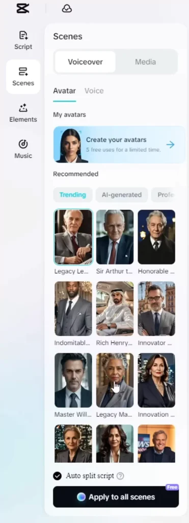 Unlock the Power of Free AI Video Creation with CapCut’s New AI Video Maker 11 Choosing the avatar and voice over