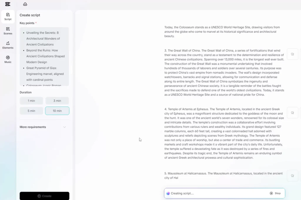 Unlock the Power of Free AI Video Creation with CapCut’s New AI Video Maker 8 creation of the ai script completely automated 68487309c8270
