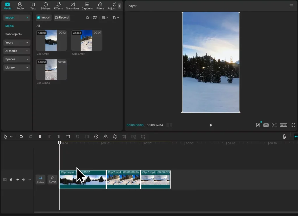 CapCut Masterclass: The Complete Beginner-to-Pro Video Editing Guide (2025) 11 Now all the clips are in the timeline