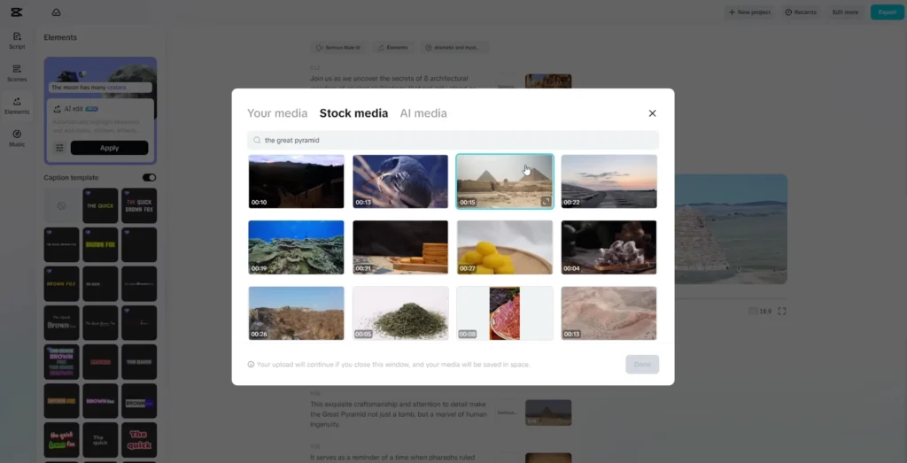 Unlock the Power of Free AI Video Creation with CapCut’s New AI Video Maker 12 replacing image with stock media 684872f62ef0d