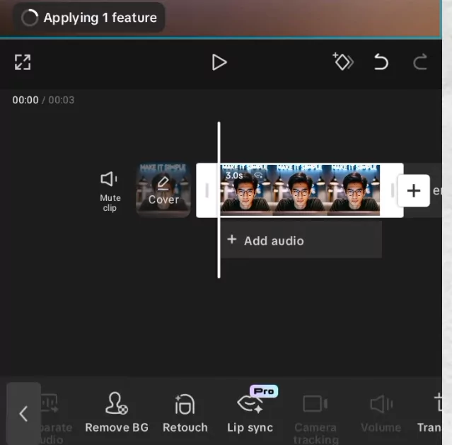 CapCut Lip Sync Not Working? Here's How to Fix It 8 Wait for feature to apply