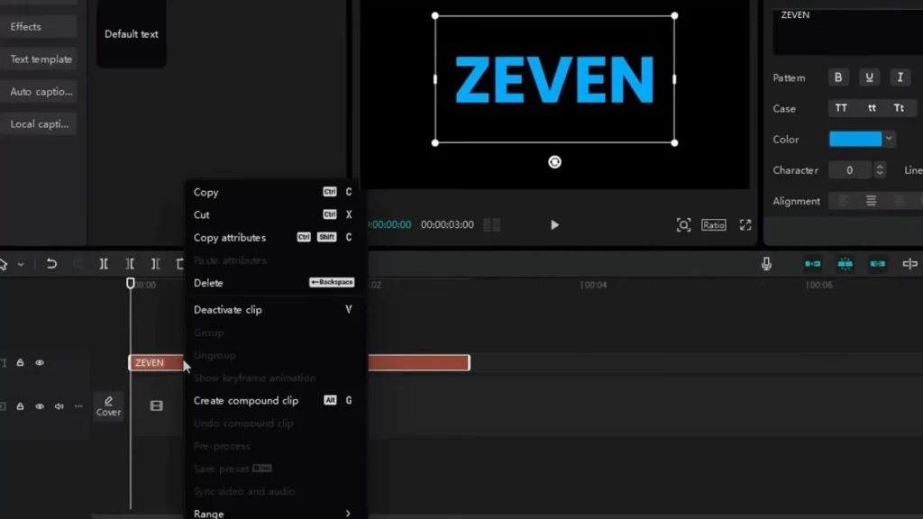 7 CapCut Effects to use in your Videos for Getting PRO Level Edits 13 Add font on timeline and customize color