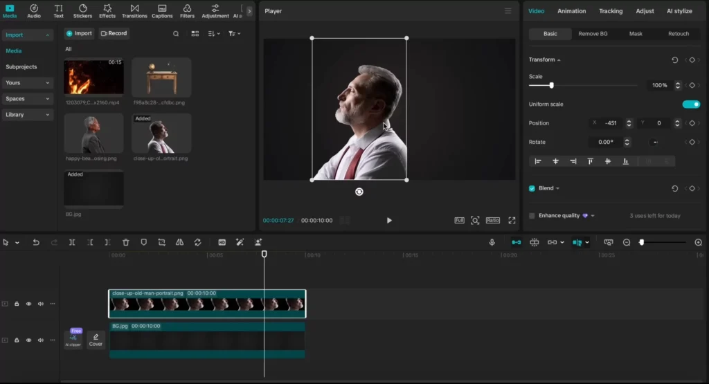 YouTube Storytelling with CapCut: Cinematic Editing Tips for Creators 11 Add the layers to timeline