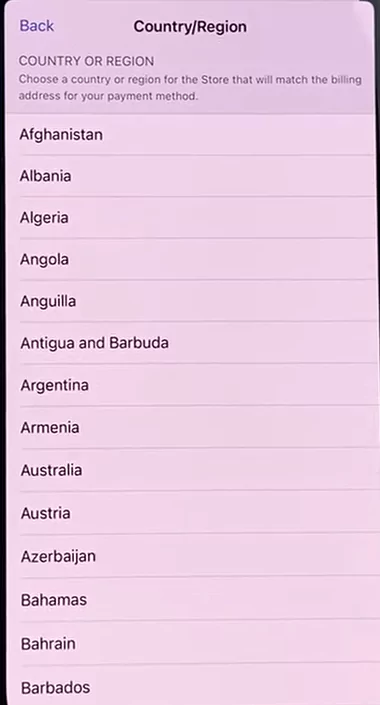 Change country in app store