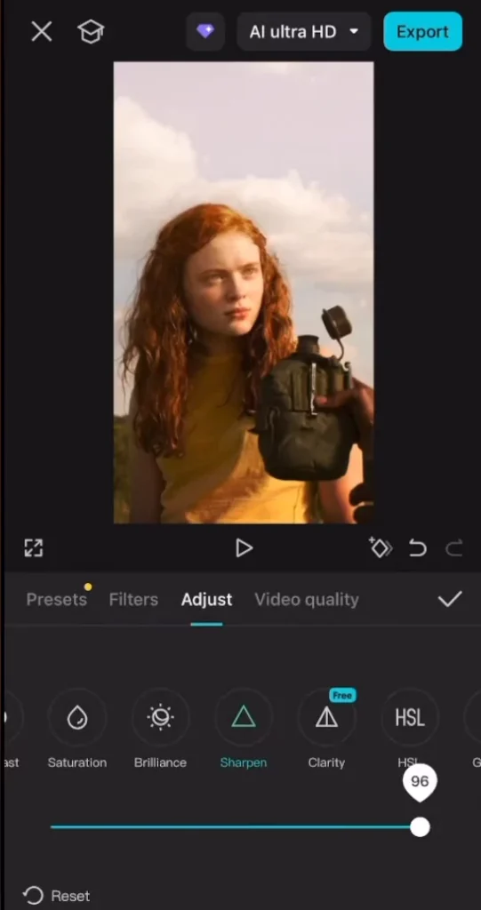 Change the sharpness and brightness
