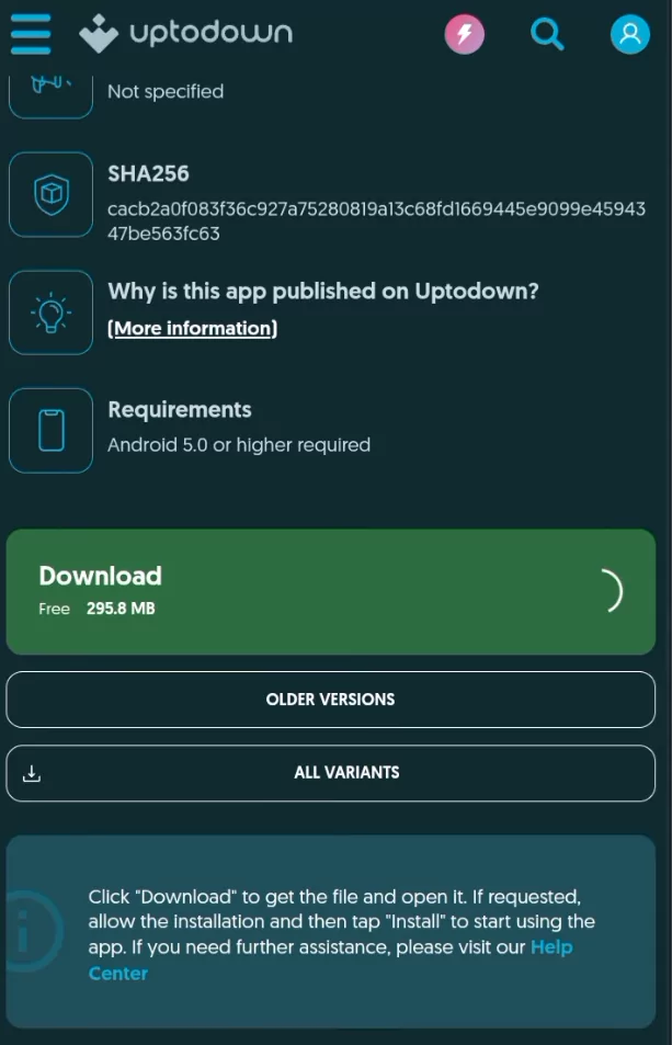 Click on the download button