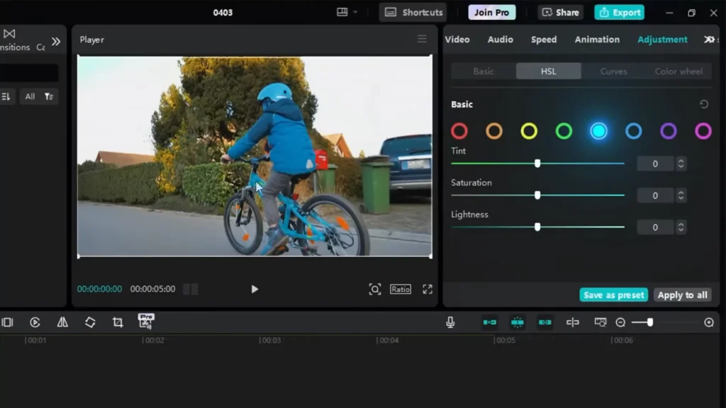 7 CapCut Effects to use in your Videos for Getting PRO Level Edits 6 Color isolation HSL settings in CapCut