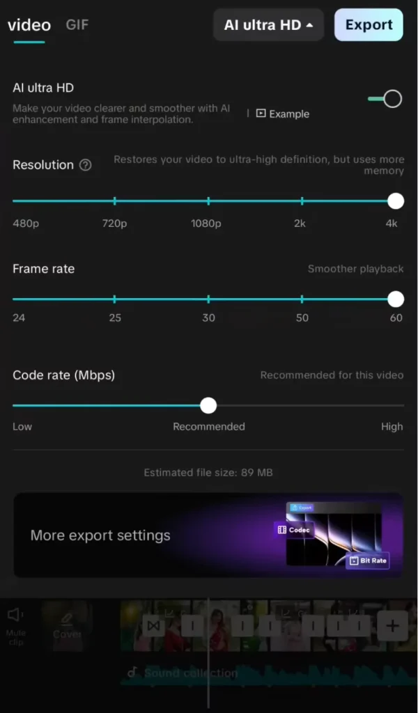 Make Viral Photo Beat Sync videos for WhatsApp status using CapCut 19 Export the video