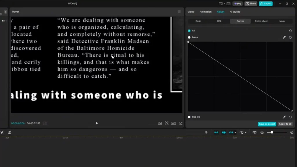 How to Recreate Lemmino’s Cinematic Video Style in CapCut: Complete Step-by-Step Guide 7 Invert the color by reversing the curve
