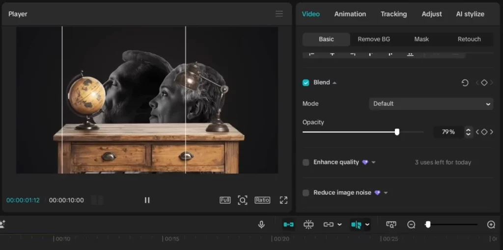 YouTube Storytelling with CapCut: Cinematic Editing Tips for Creators 17 Setting the opacity