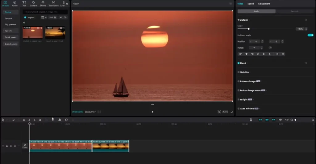 How to use the Masking Tool in CapCut for Creative Video Editing? 5 Video clip added to track