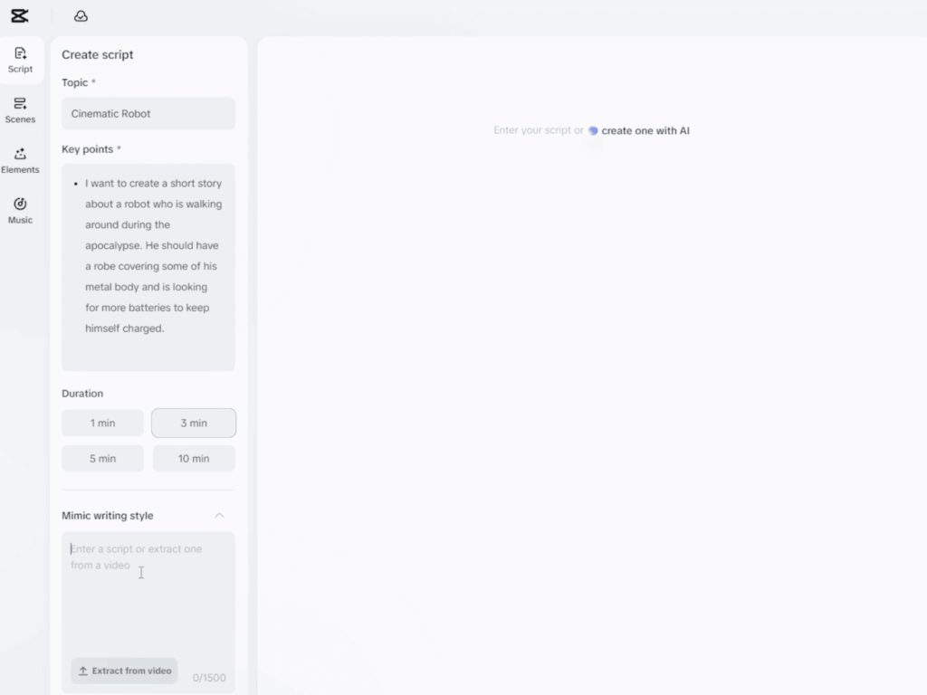 How to use CapCut’s Free AI Video Maker for Quick Video Content Creation 5 Writing the script