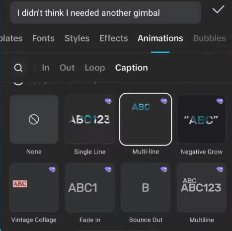 Choose the negative text animation