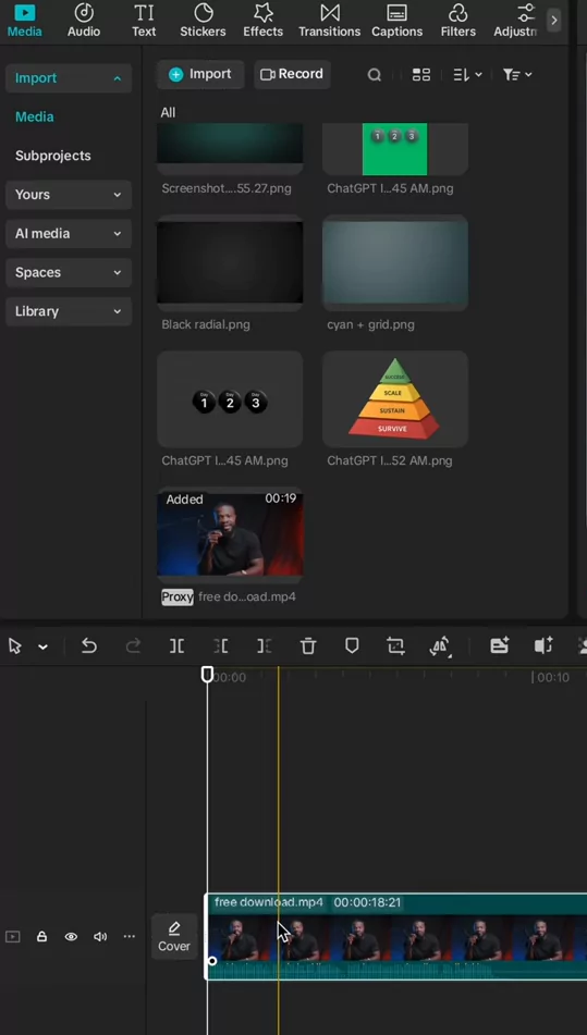 Drag and drop video on timeline