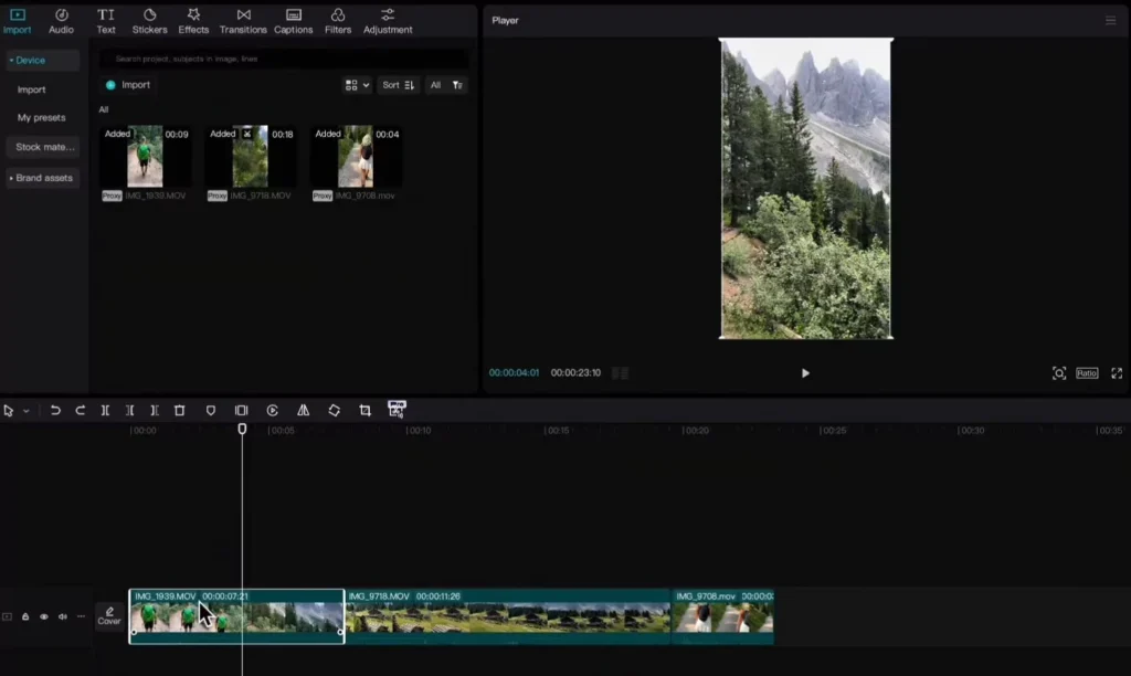 Editing with CapCut