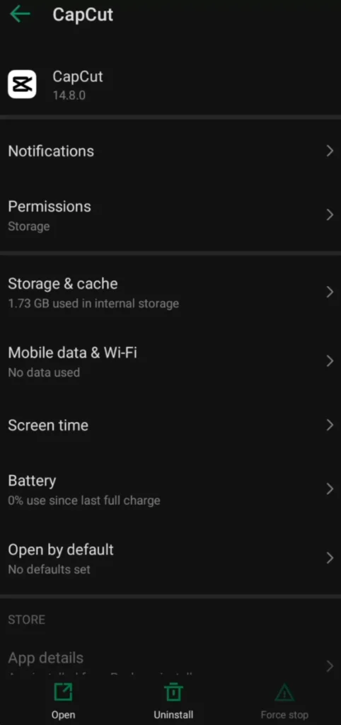 Fix CapCut "Too many people are using this feature now try again later" 11 Force stop CapCut