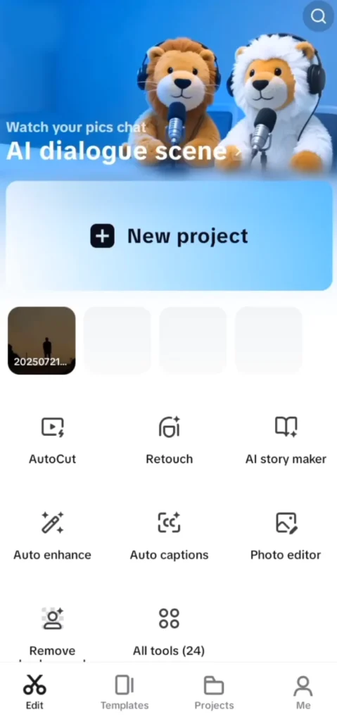 Go to CapCut and go to Profile