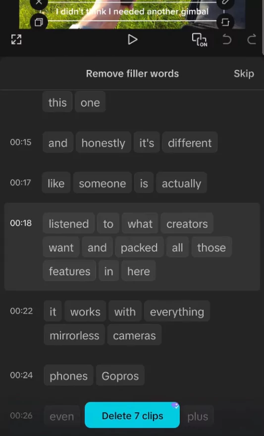 Remove filler words