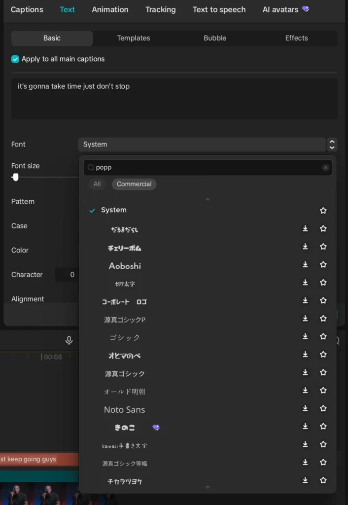 Select the font style