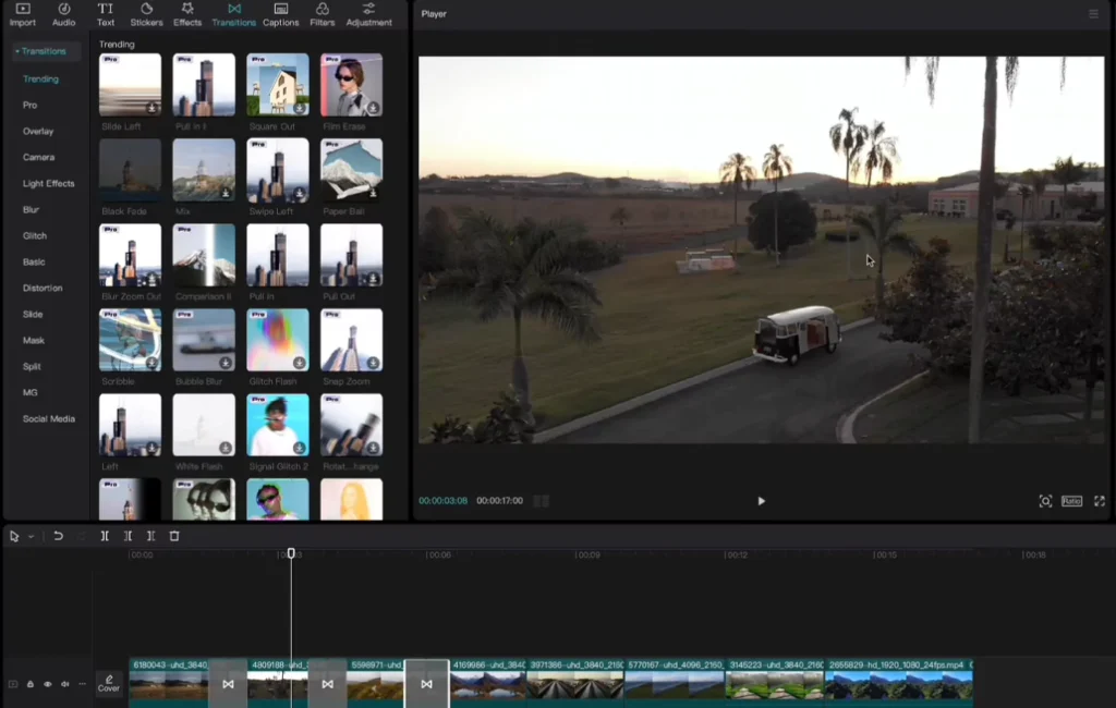 Trending transitions in CapCut
