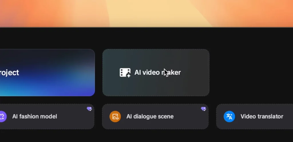 AI video maker tab
