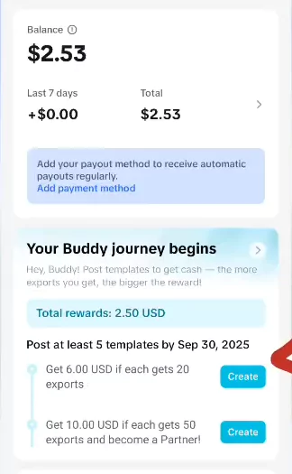 CapCut Buddy Program 2025: Complete Guide to Tasks, Rewards & Monetization 8 Click on create