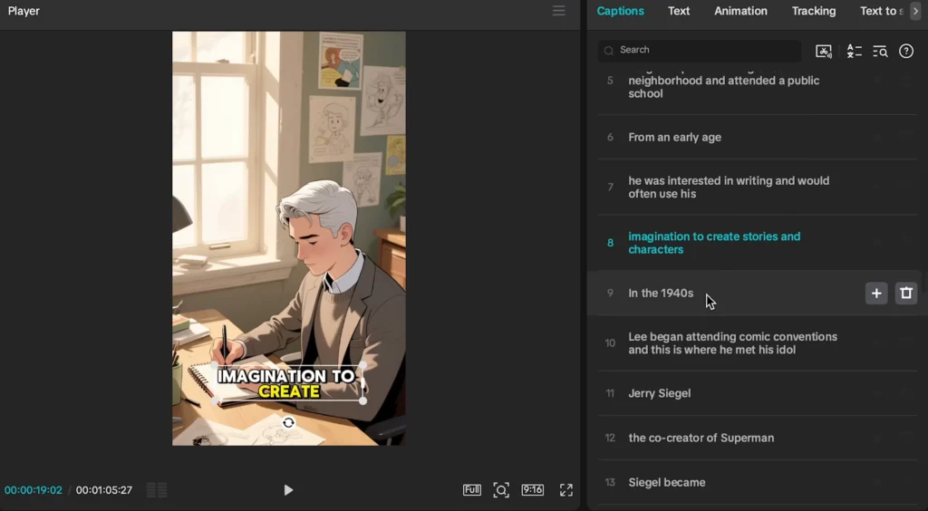 Customizing captions, music, fonts and animation