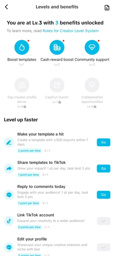 CapCut Buddy Program 2025: Complete Guide to Tasks, Rewards & Monetization 18 Levels and benefits. How to level up faster