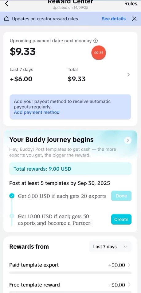 CapCut Buddy Program 2025: Complete Guide to Tasks, Rewards & Monetization 16 Metrics updated on your reward center