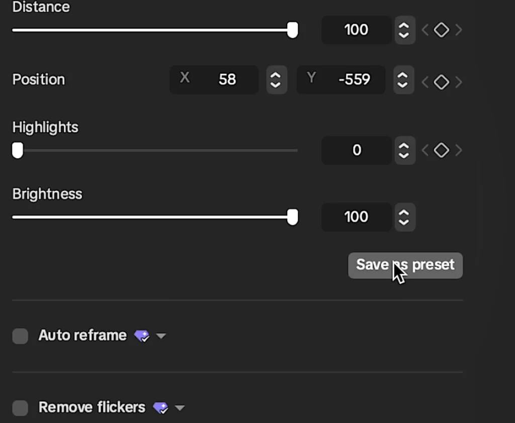 Save as preset