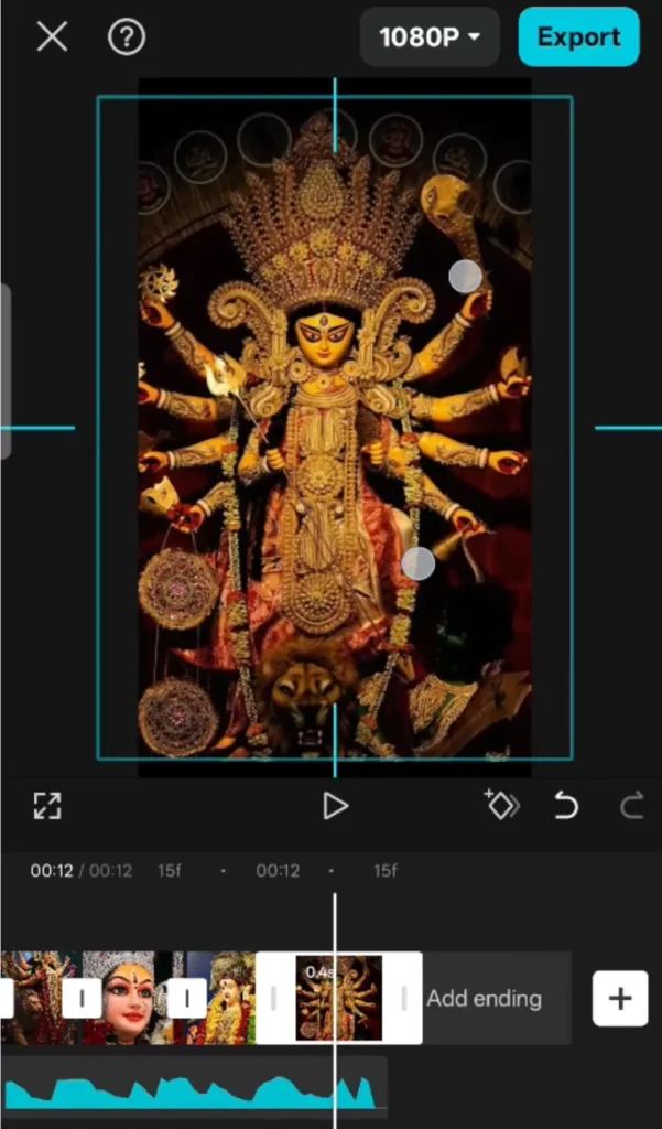 Create Stunning Navratri status videos with CapCut (Step-by-Step Guide 2025) 15 Use the two fingers to expand image into fullscreen
