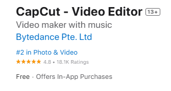 CapCut app store logo screenshot